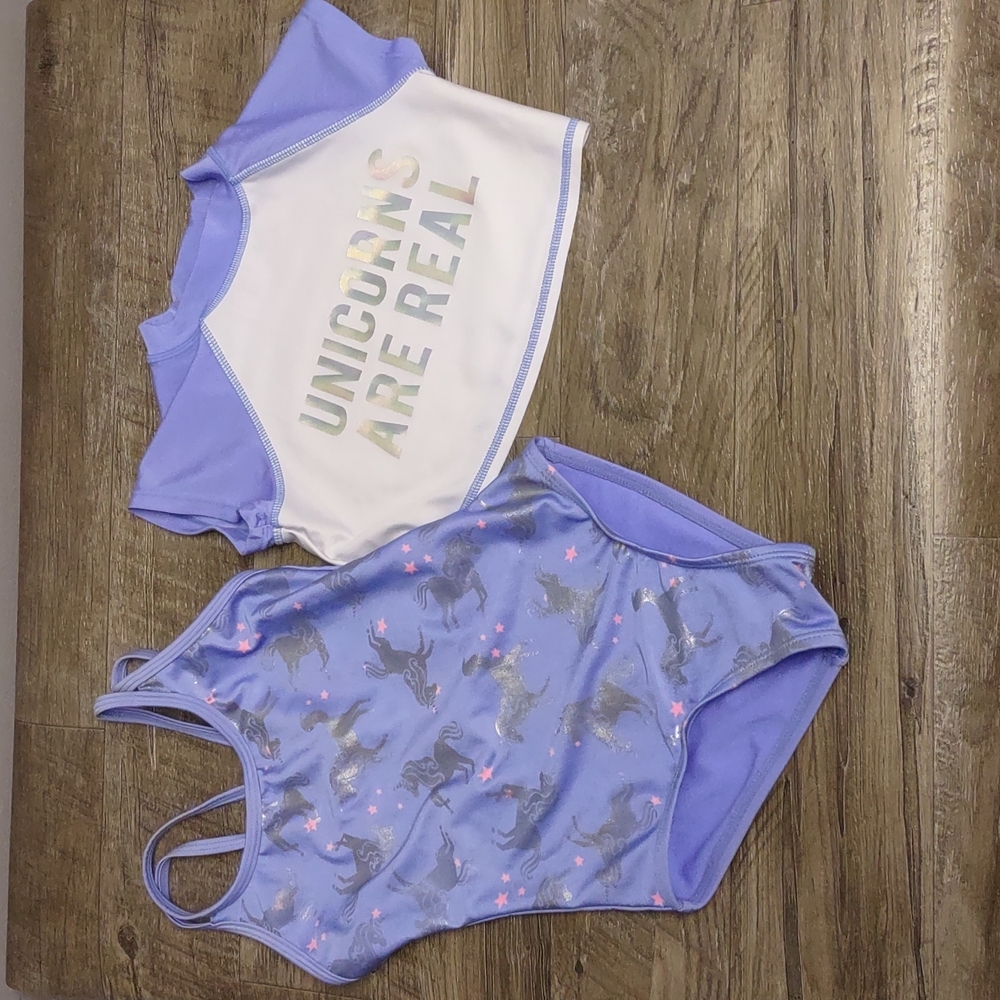 More than Magic unicorn bathing suit with cropped rash guard